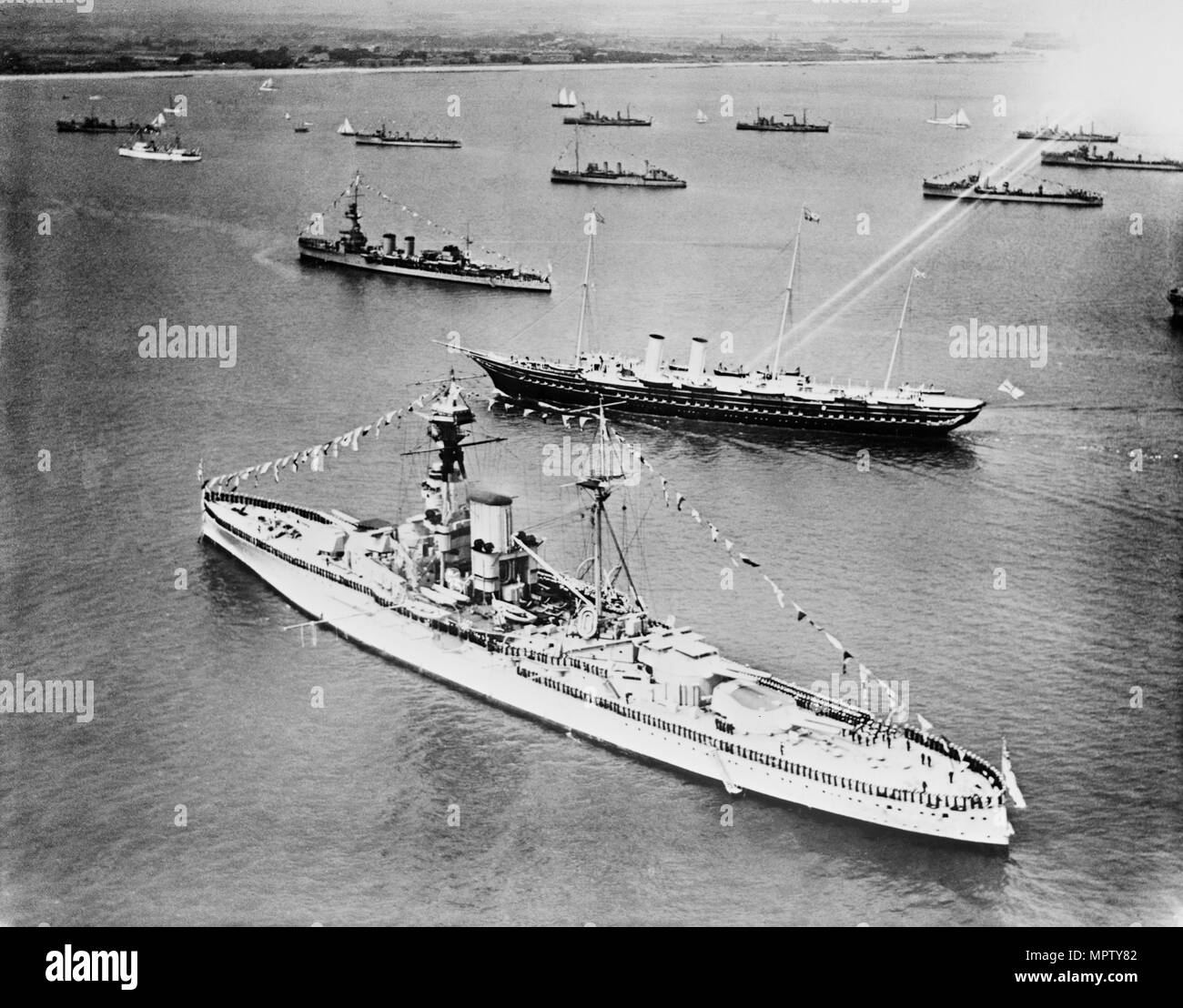 Warships at the Spithead Review, 1924. Artist: Aerofilms. Stock Photo