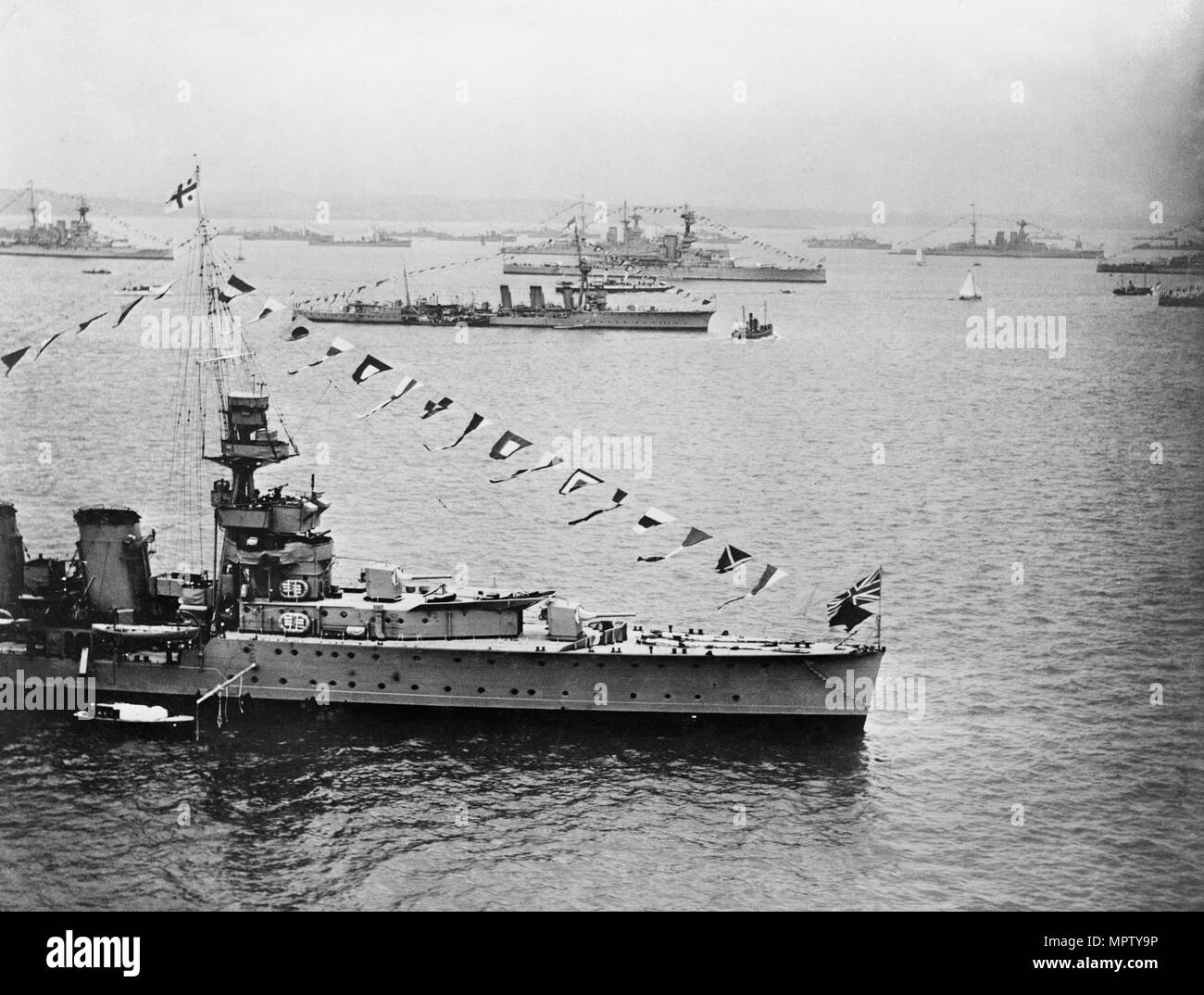 Warships at the Spithead Review, Hampshire, 1924. Artist: Aerofilms. Stock Photo