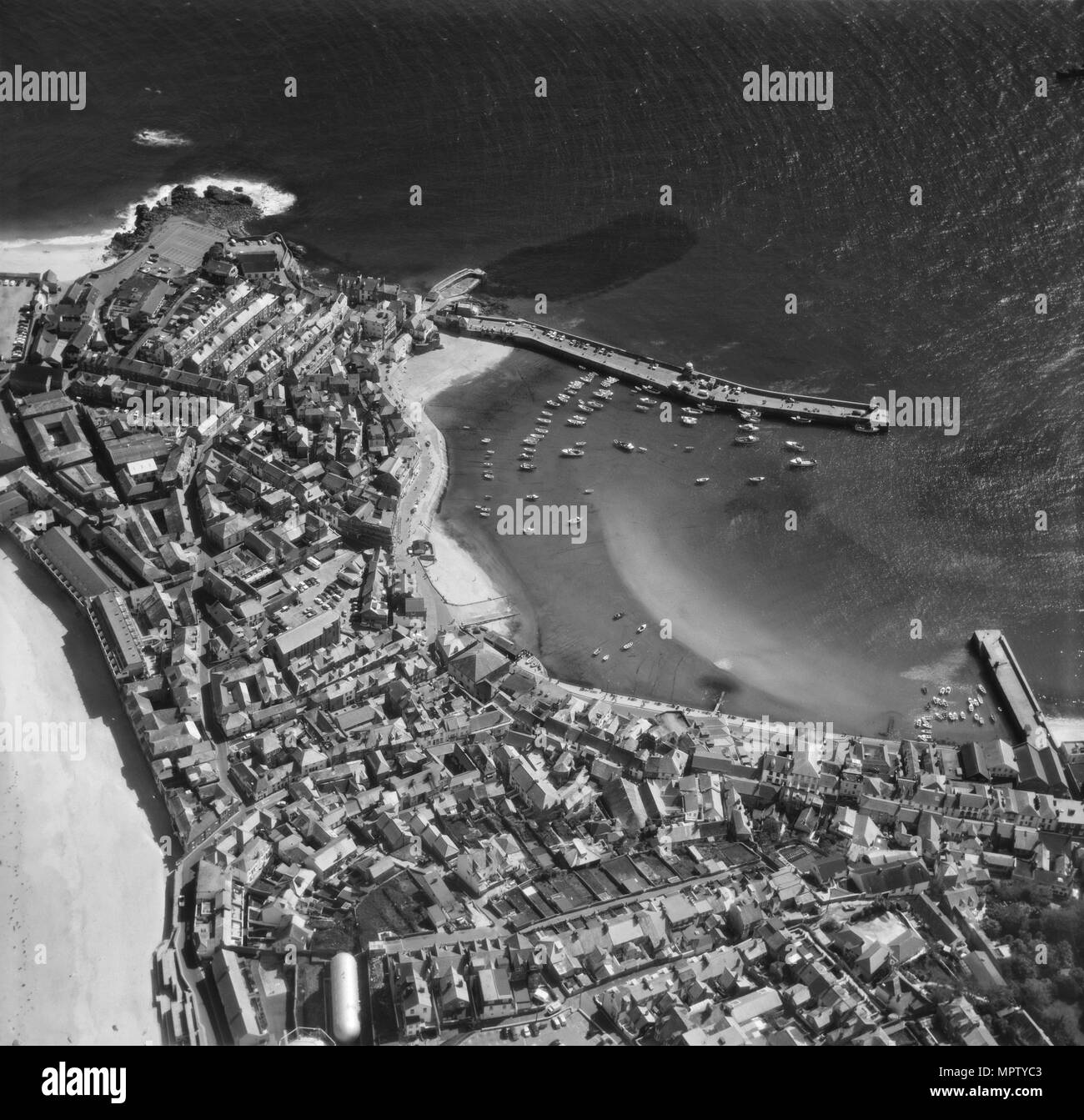 The harbour and town, St Ives, Cornwall, 1973. Artist: Aerofilms. Stock Photo