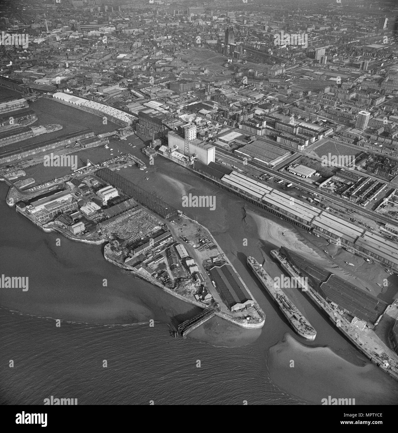 Brunswick Dock, Liverpool, Merseyside, 1980. Artist: Aerofilms. Stock Photo
