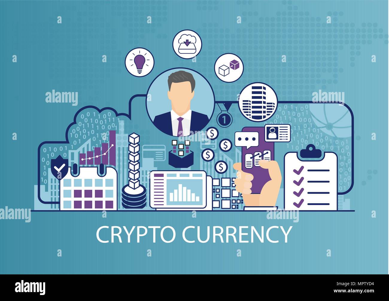 Cryptocurrency concept as business vector illustration Stock Vector