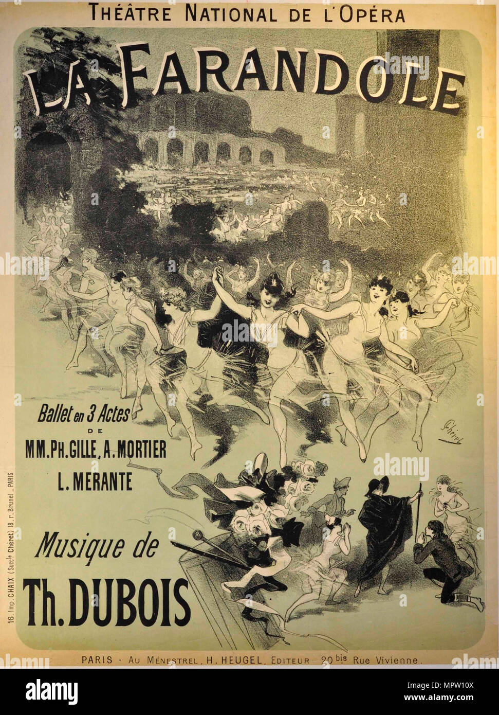 Poster for the ballet La Farandole by Théodore Dubois, 1883. Stock Photo
