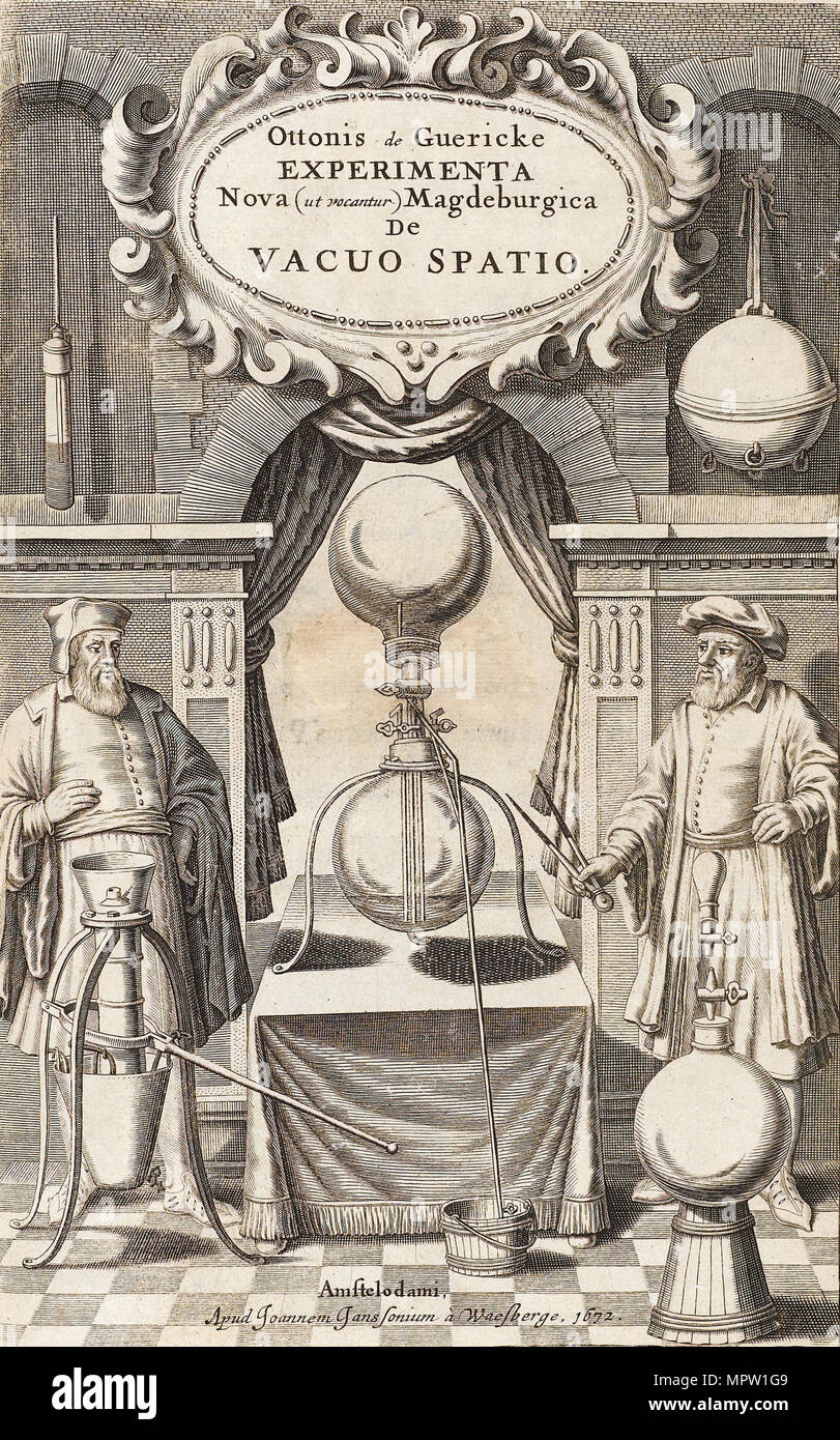 Illustration to the first edition of Experimenta Nova von Otto von Guericke, 1672. Stock Photo