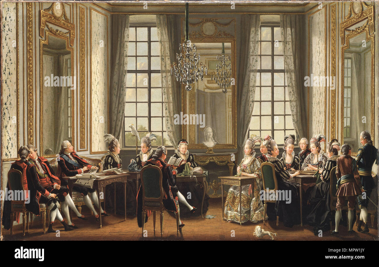 Conversation at Drottningholms Palace, 1779. Stock Photo