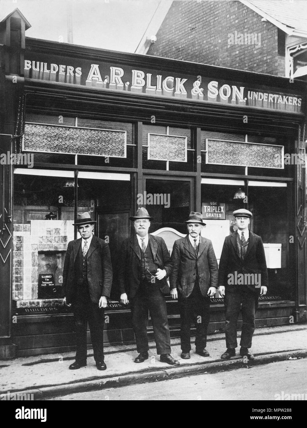 Employees of AR Blick and Son, builders and undertakers, Stonehouse, Gloucestershire, 1935. Artist: Unknown. Stock Photo