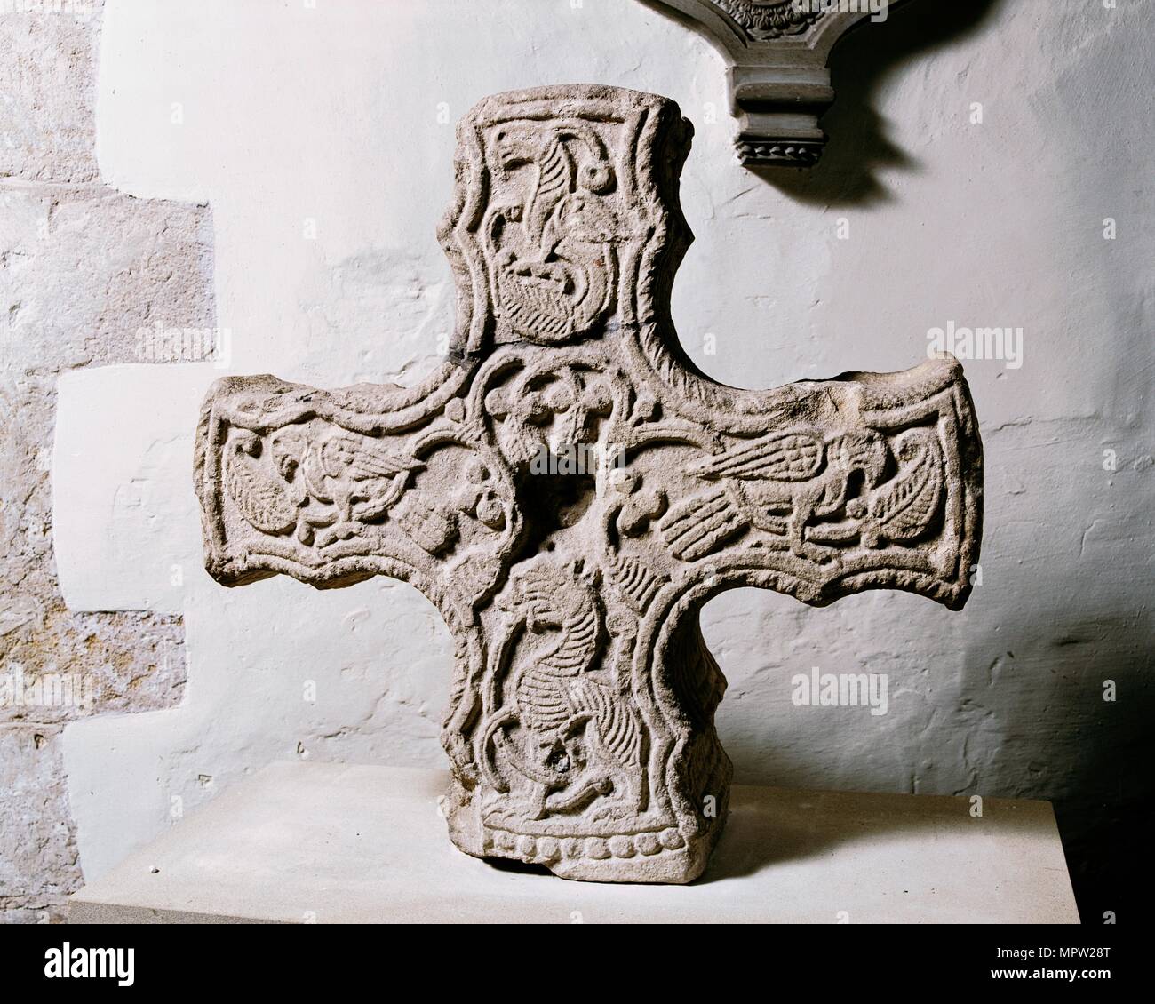 Anglo-Saxon Cross head, Church of St Michael, Cropthorne, Worcestershire, c2006. Artist: James O Davies. Stock Photo