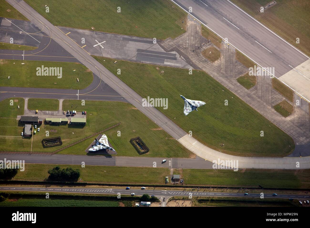 Last flying Vulcan bomber taking off from RAF Waddington, Lincolnshire, 2009. Artist: Dave MacLeod. Stock Photo