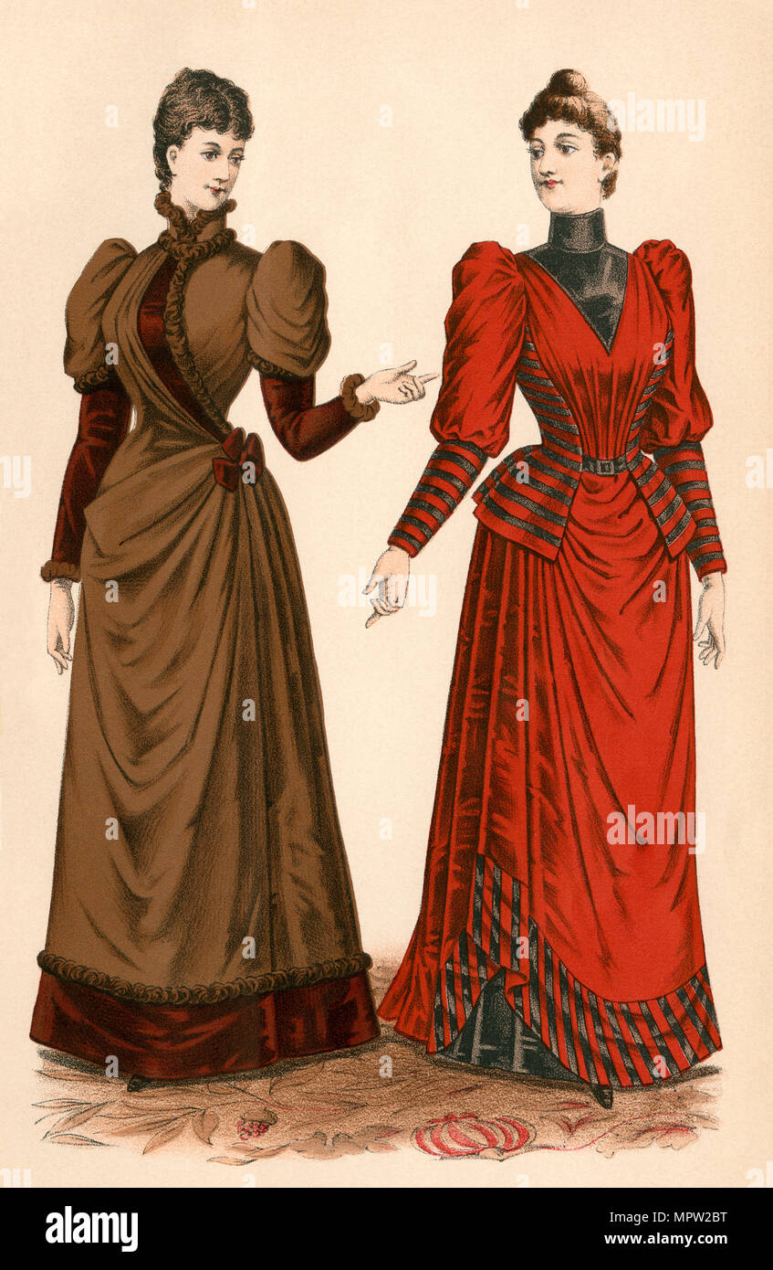 Godey's ladies' fashions, 1891.  Color lithograph Stock Photo