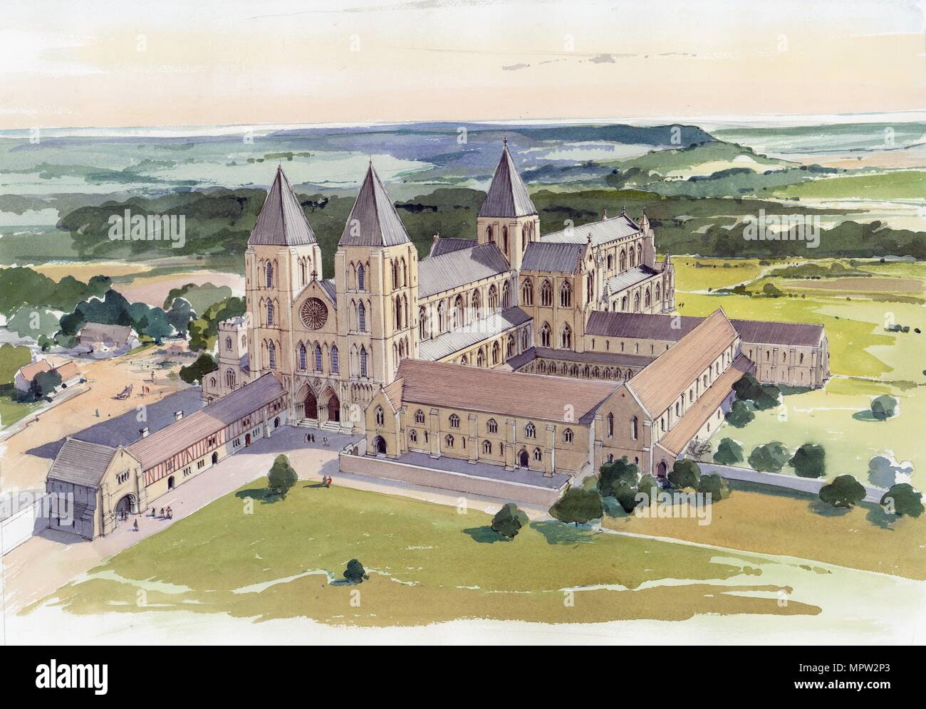 Gisborough Priory, Redcar and Cleveland, c early 15th century (c1995-c2005).  Artist: Terry Ball. Stock Photo