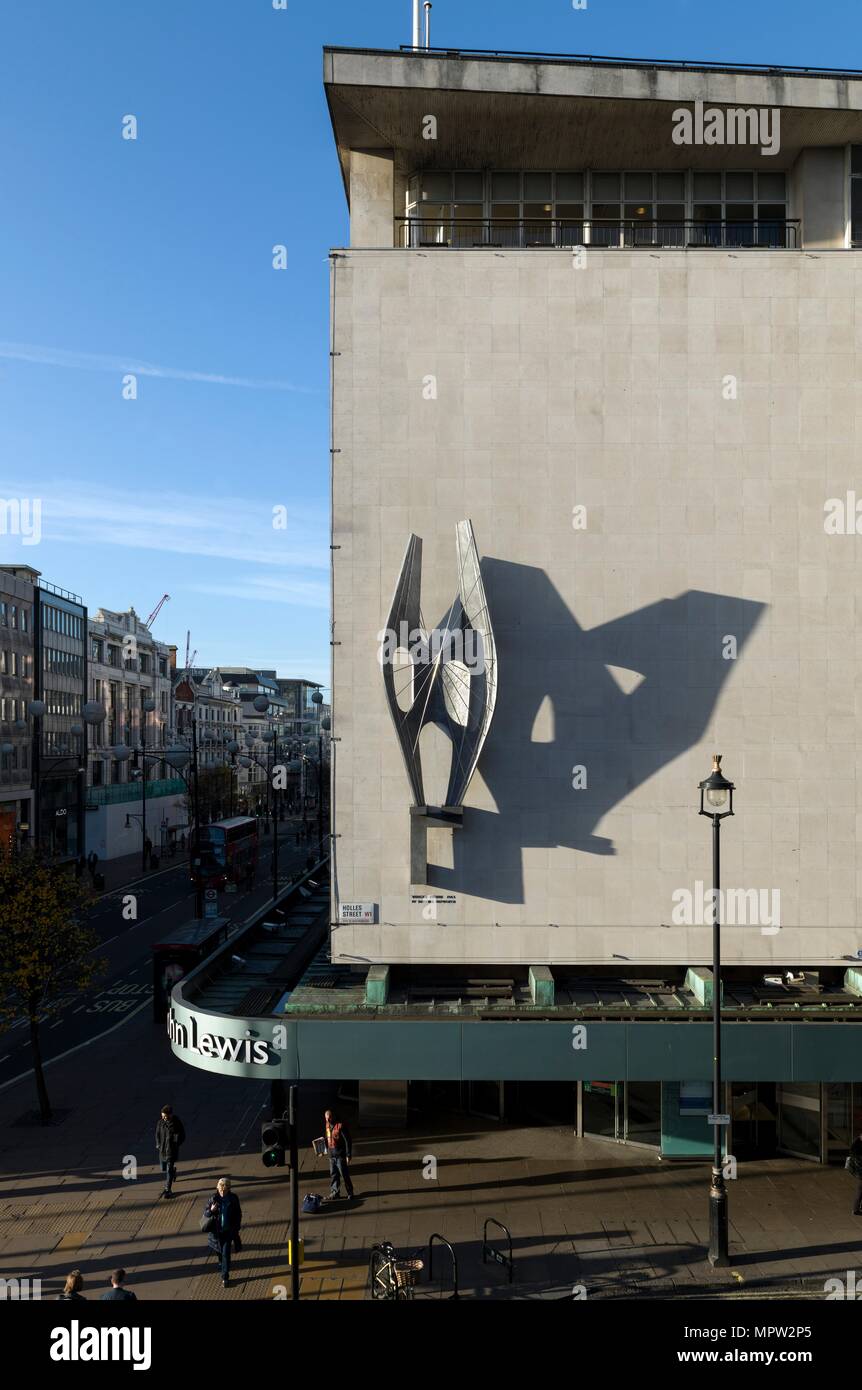 'Winged Figure', sculpture by Barbara Hepworth, Oxford Street, London, 2015. Artist: Chris Redgrave. Stock Photo