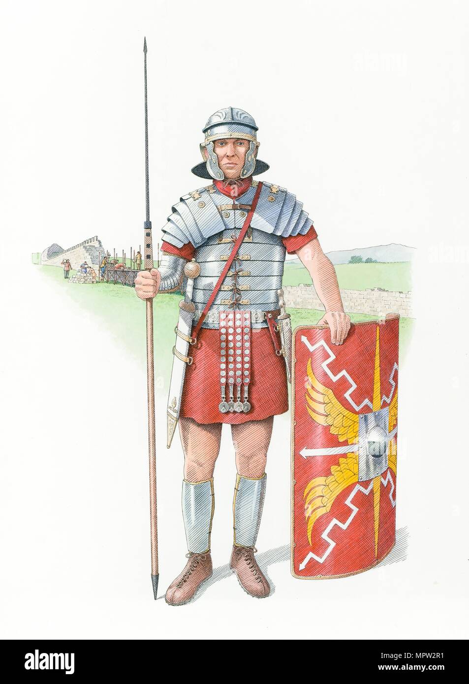 Roman legionary soldier, c120 (2014). Artist: Nick Hardcastle. Stock Photo
