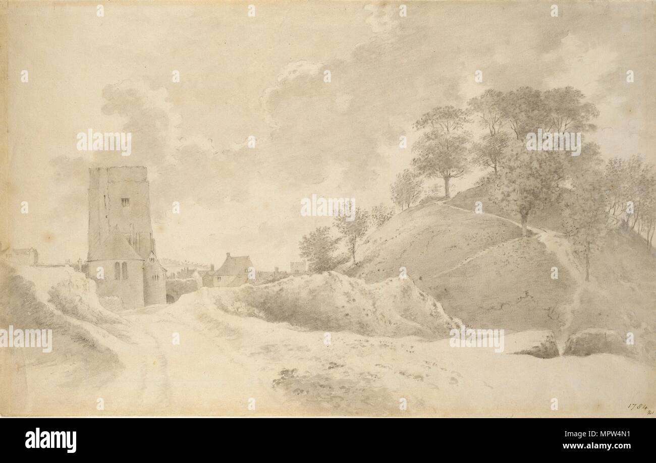 Oxford Castle and the Castle Mound, 27 May 1784. Artist: John Baptist Malchair. Stock Photo