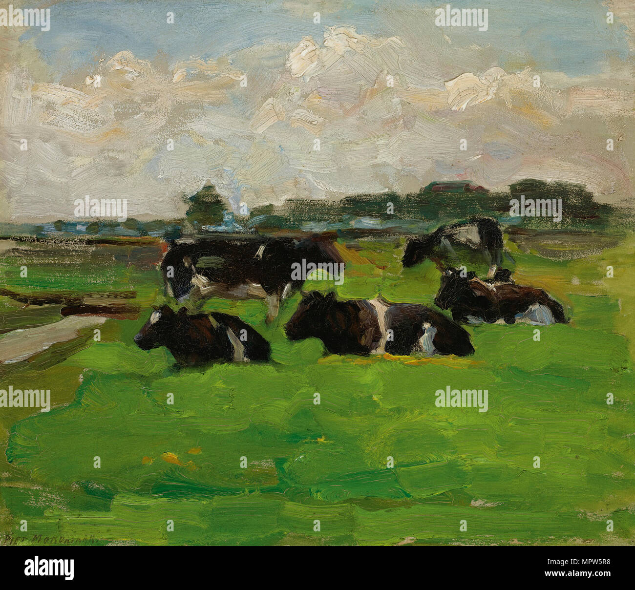 Polder Landscape with Cows, c.1901-1902. Stock Photo
