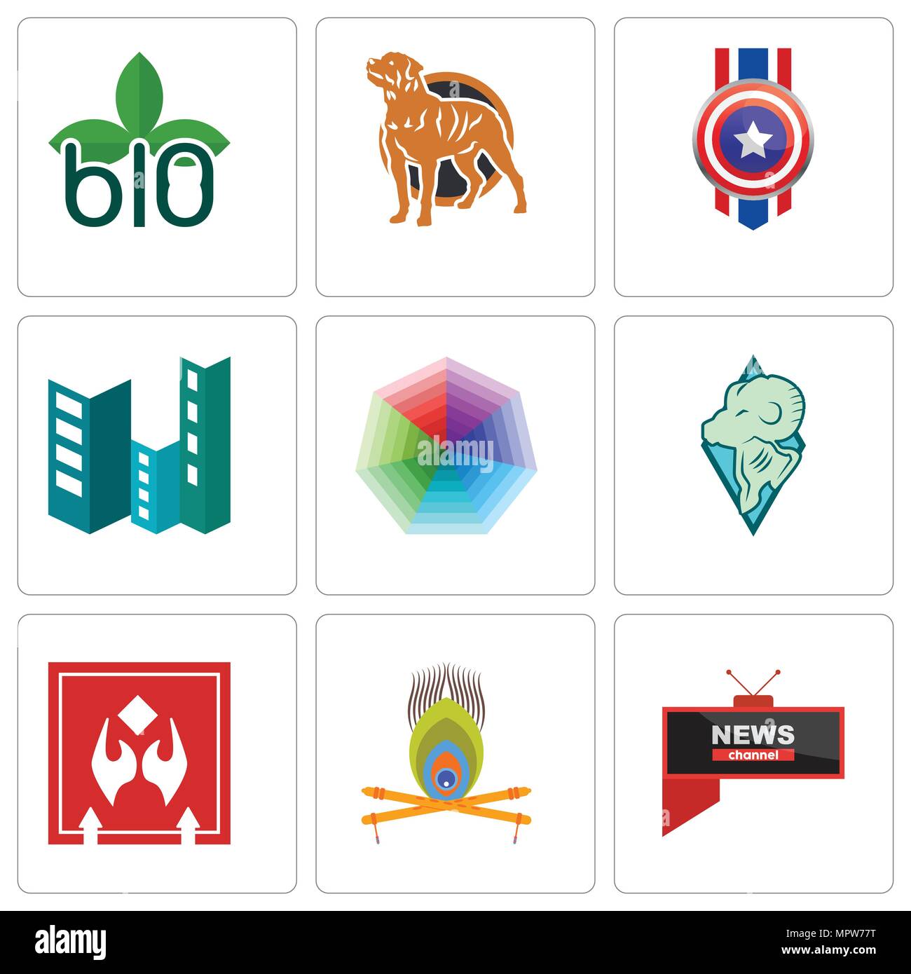 Set Of 9 simple editable icons such as all news channel, krishna, fragile  handle with care, rams, heptagon, construction, captain america, rottweiler  Stock Vector Image & Art - Alamy