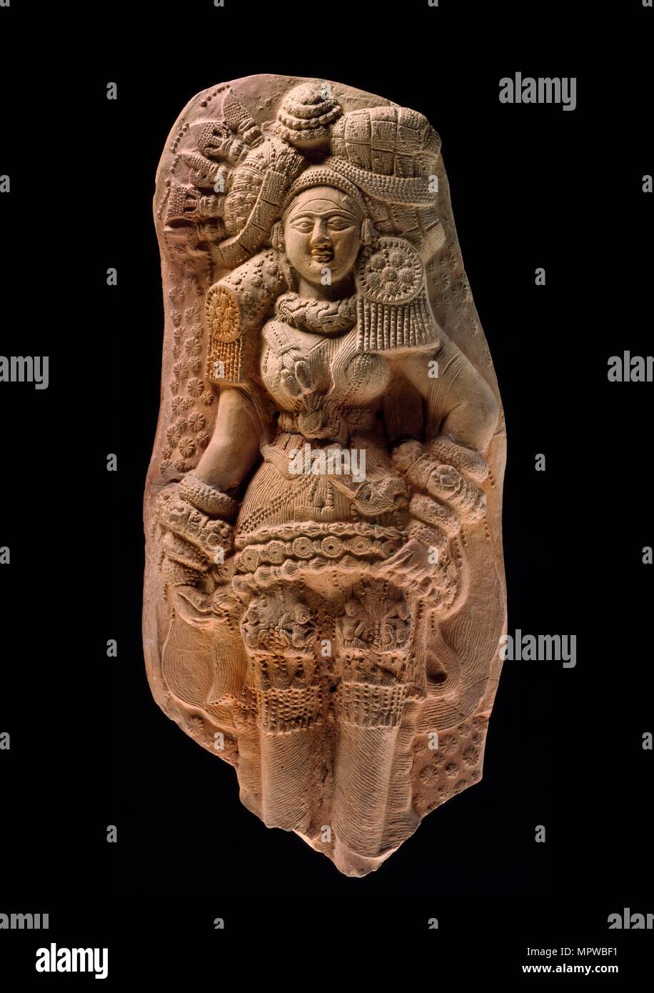 Plaque with yakshi (nature spirit) or mother goddess, 2nd century BC. Artist: Unknown. Stock Photo