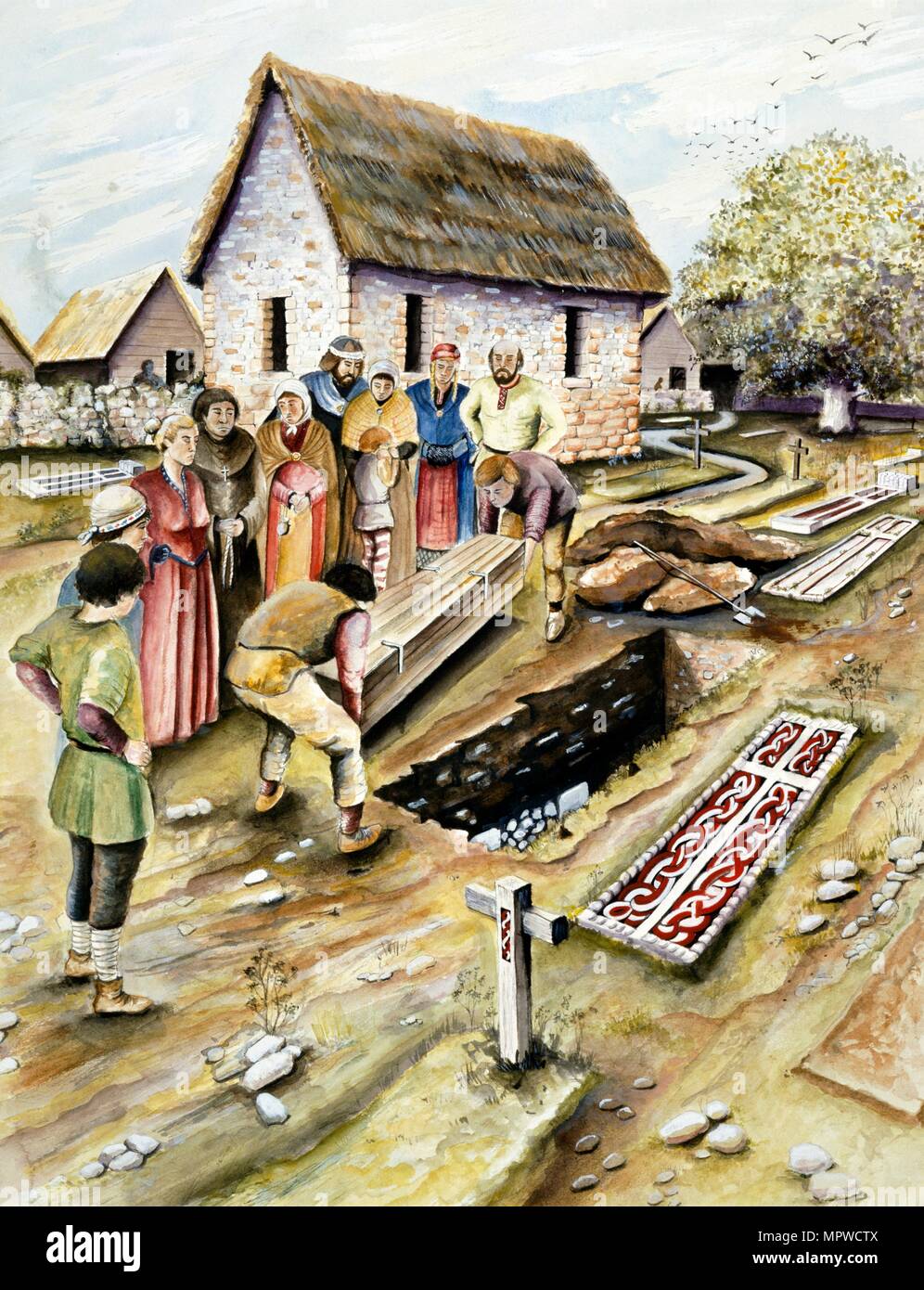 Viking burial in a churchyard, York, Yorkshire, 10th century (c2000