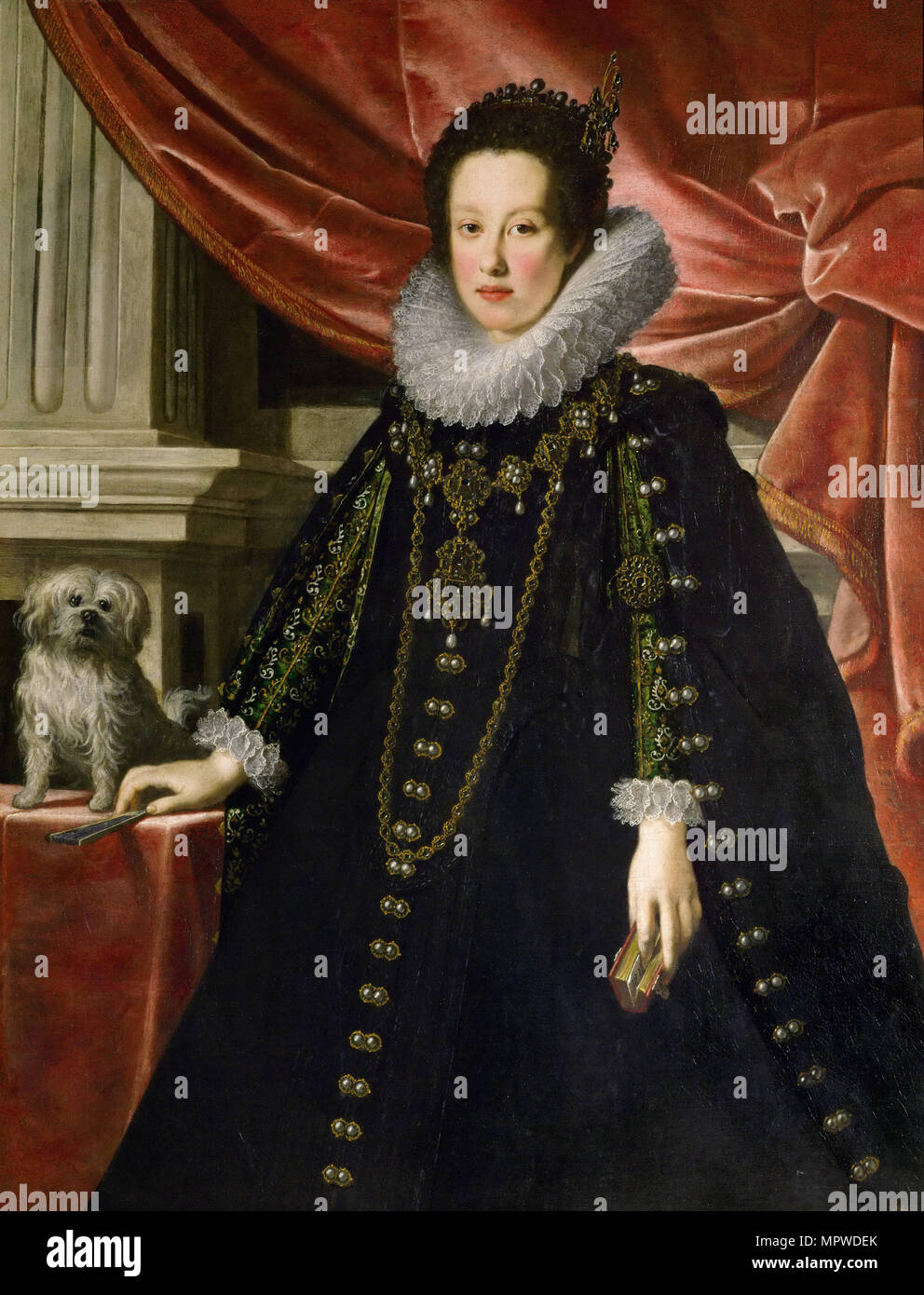 Anna de' Medici (1616-1676), Archduchess of Austria, with a Lap Dog , c.1630. Stock Photo