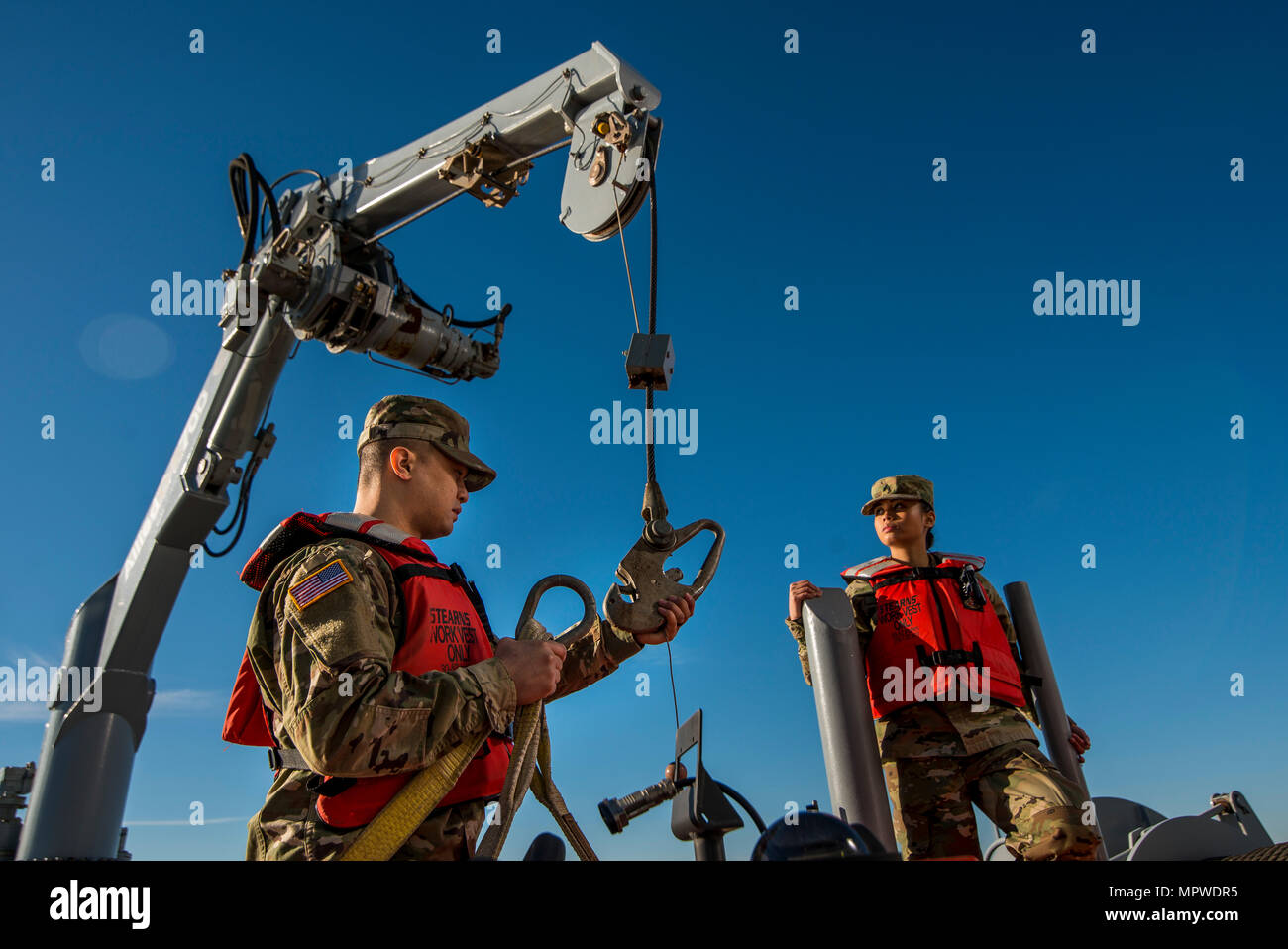 Pwc Operator Spc. Huy Dinh and Spc. Angelina Utanes, U.S. Army Reserve watercraft ...