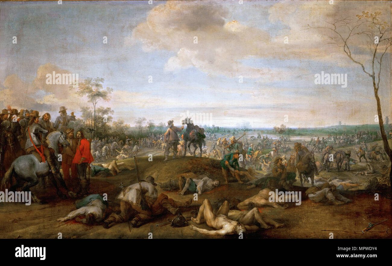 Battlefield. Scene from the Thirty Years' War, before 1659. Stock Photo
