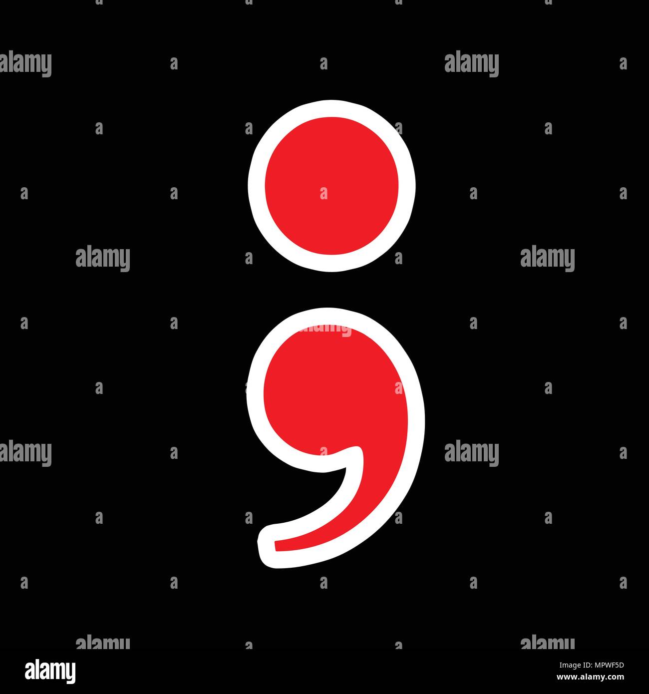 red semicolon vector - greek question mark symbol Stock Vector Image ...