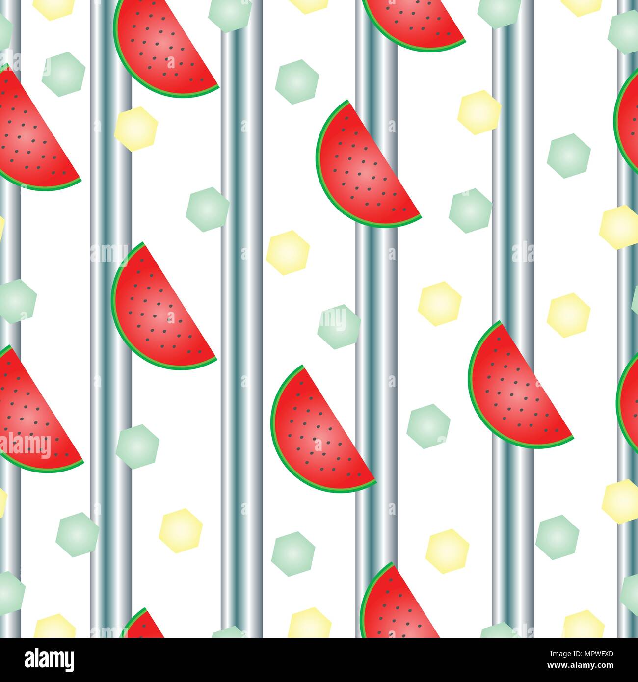 striped pattern with watermelon vector and polka dots Stock Vector ...