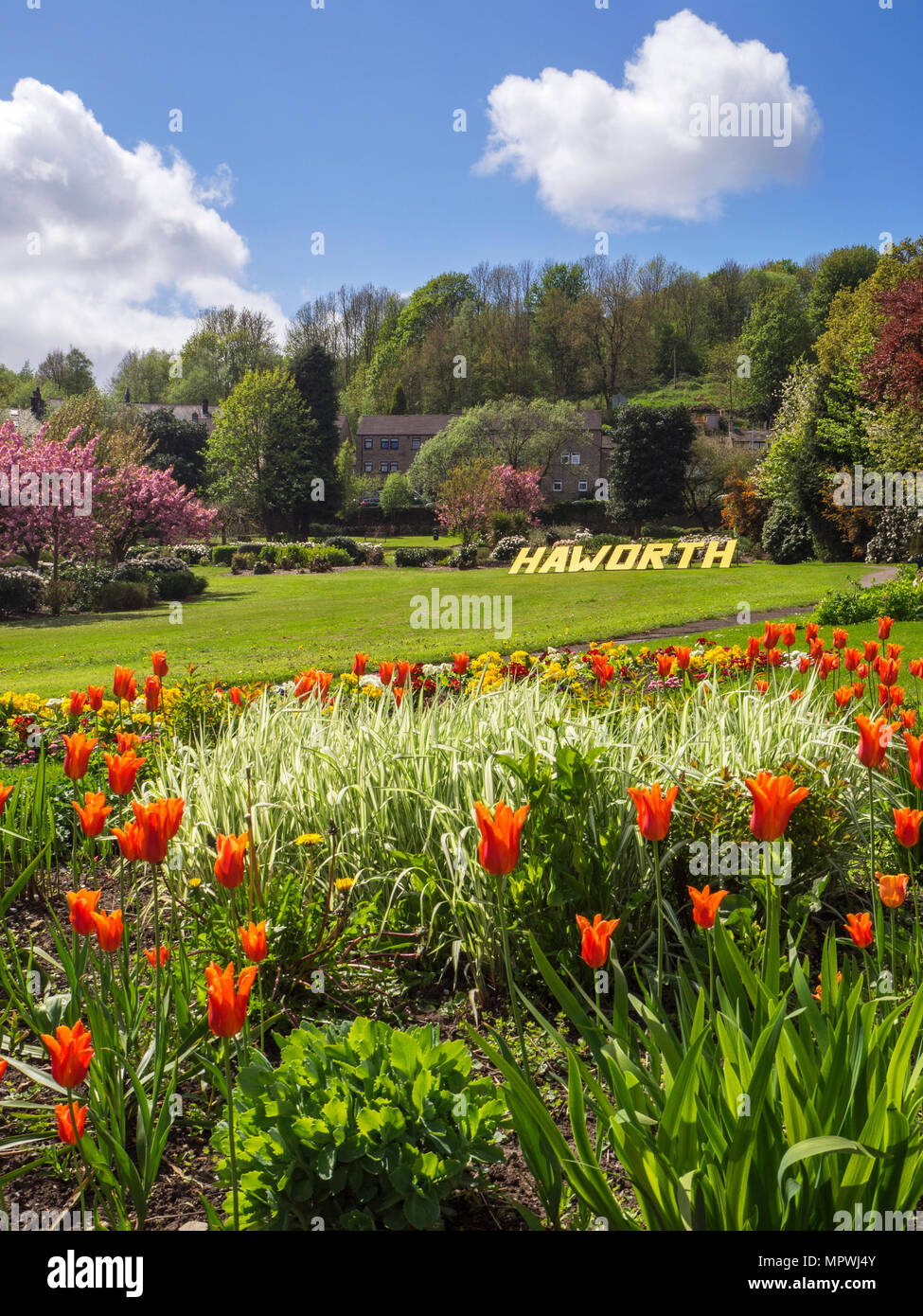 Haworth sign place in Central Park for the Tour de Yorkshire 2018 at