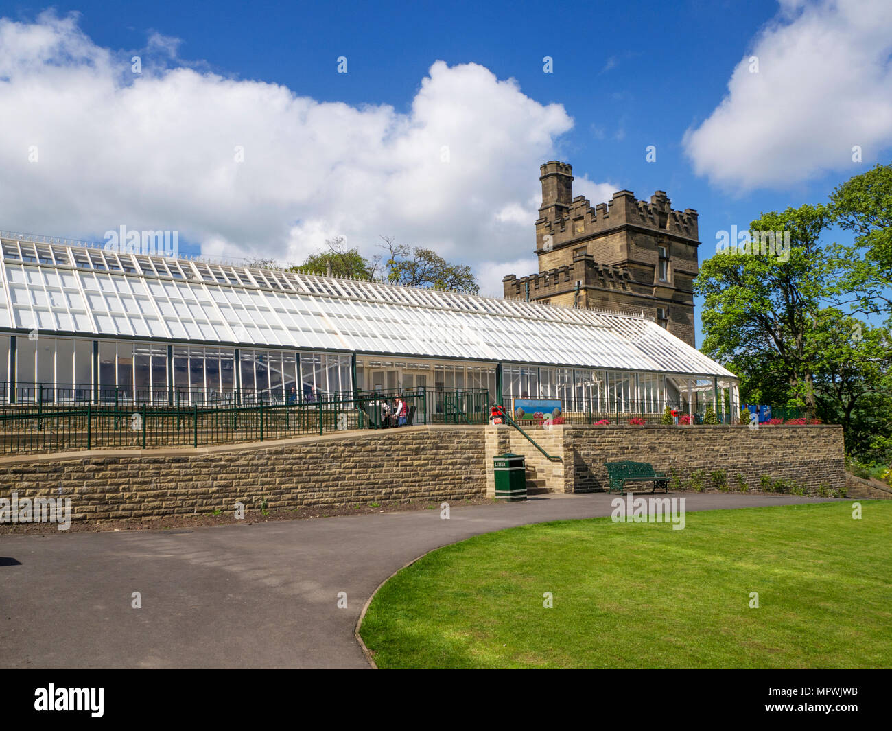 Upper terrace Glasshouse and Cafe at Cliffe Castle Keighley West