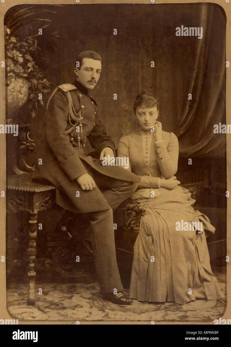 Grand Duke Michael Mikhailovich of Russia and Grand Duchess Anastasia Mikhailovna of Russia, c. 1880 Stock Photo