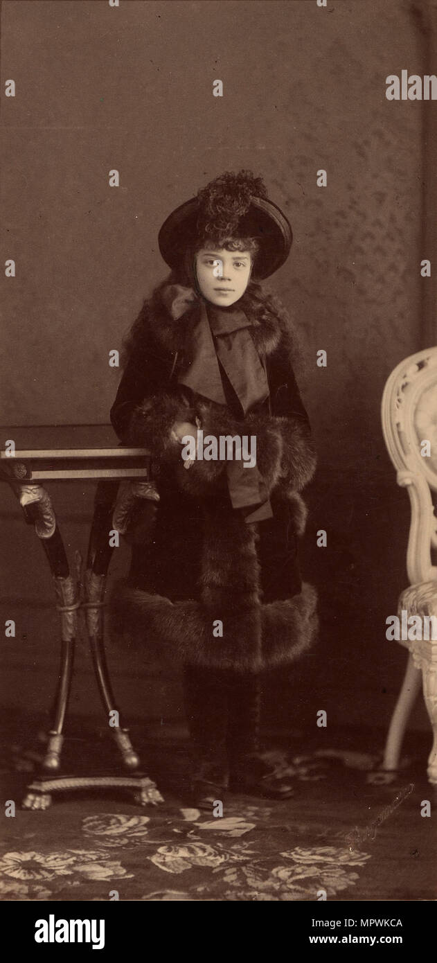 Portrait of Grand Duchess Xenia Alexandrovna of Russia (1875-1960), ca 1884. Stock Photo