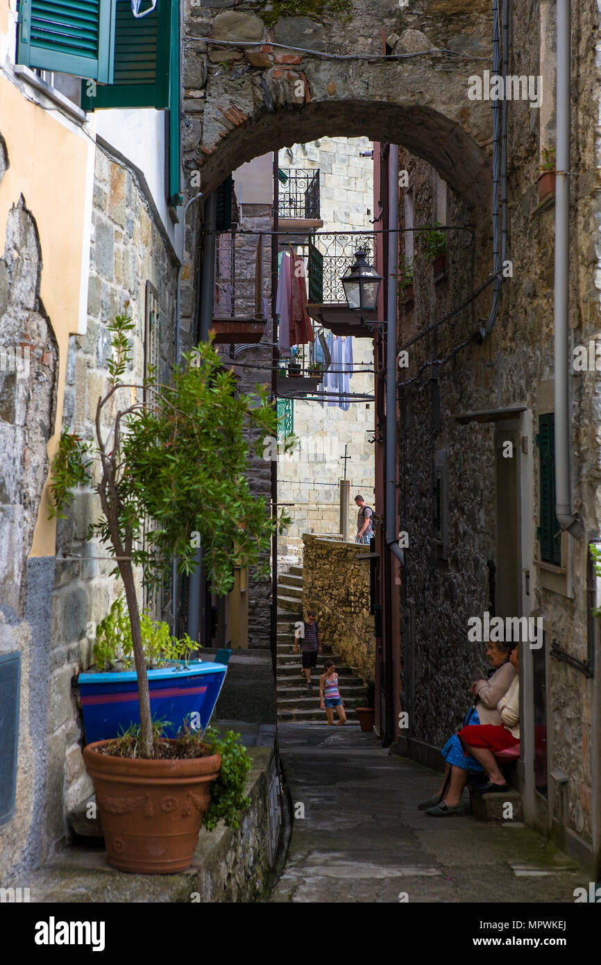 Via Serra, Corniglia, Cinque Terre, Liguria, Italy Stock Photo