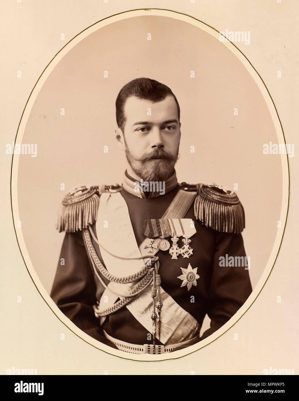 Portrait of Emperor Nicholas II (1868-1918) as Tsesarevich, ca 1891. Stock Photo