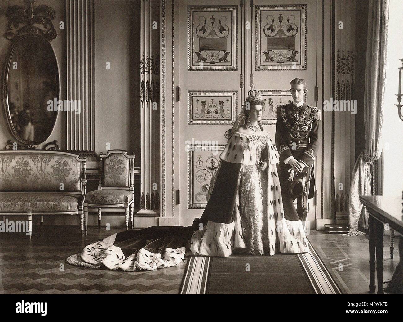 Grand Duchess Maria Pavlovna and Prince Wilhelm, Duke of Södermanland. Wedding photo in Catherine Pa Stock Photo