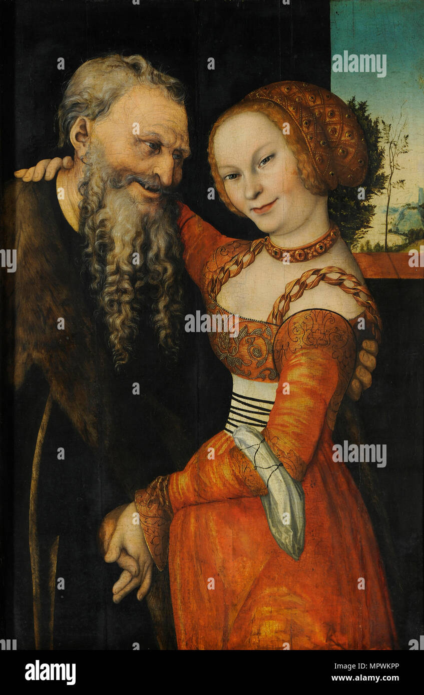 The Ill-matched Couple, ca 1530. Stock Photo