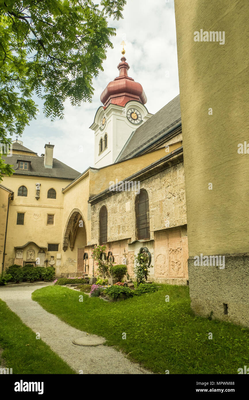 Nonnberg Abbey, a Benedictine Monastery in Salzburg, Austria. 'Maria Von Trapp' once lived here as depicted in the film 'The Sound of Music' Stock Photo