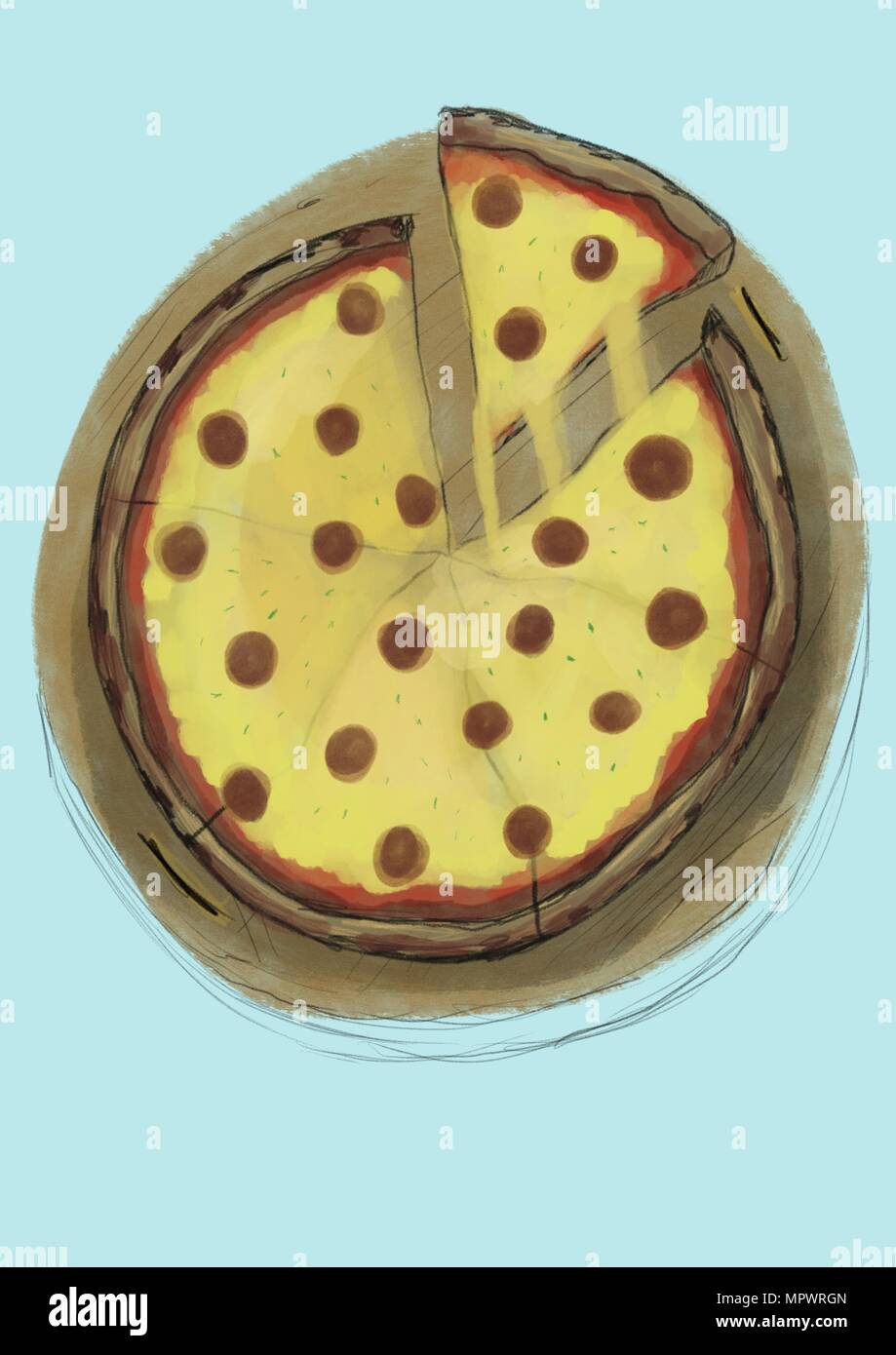 an illustration of a pepperoni pizza Stock Photo Alamy