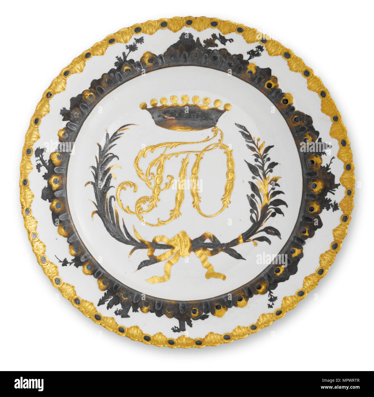 Porcelain Plate from the Orlov Service, ca 1766-1770. Stock Photo