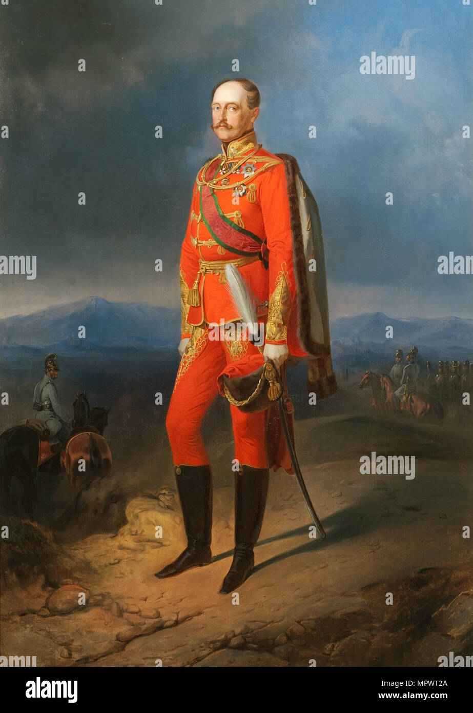 Portrait of Emperor Nicholas I (1796-1855) in Austrian Uniform, End 1840s. Stock Photo