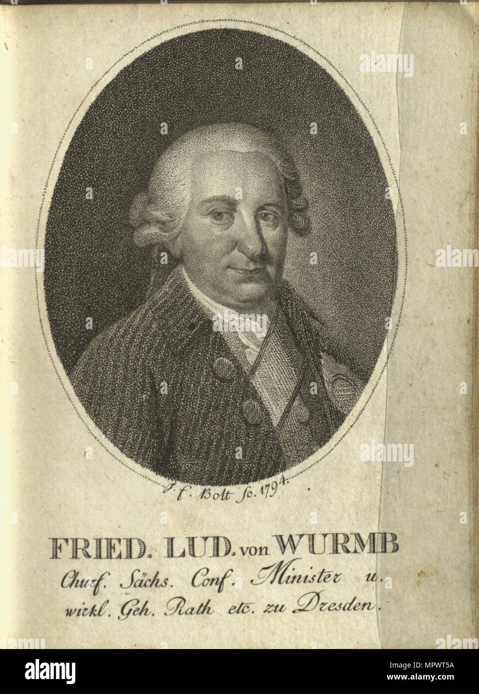 Portrait of Friedrich Ludwig von Wurmb (1723-1801) , 1794 Stock Photo ...
