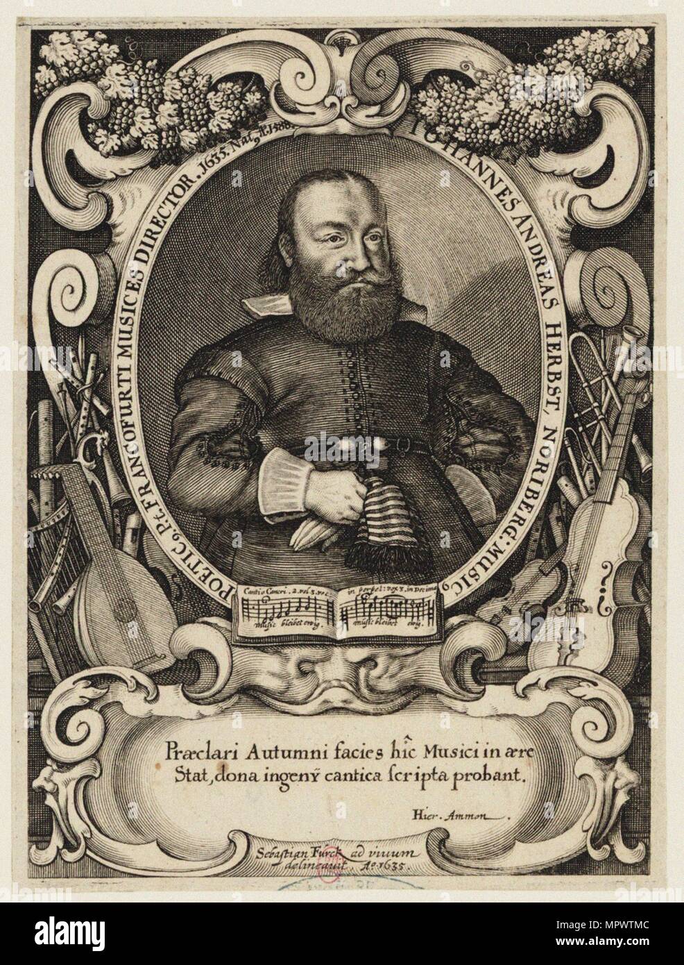 Portrait of the composer Johann Andreas Herbst (1588-1666), 1635. Stock Photo