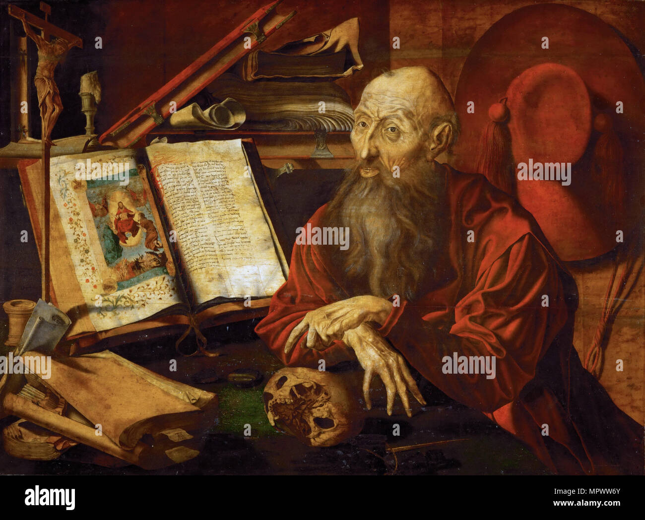 Saint Jerome in his Cell, ca 1545. Stock Photo