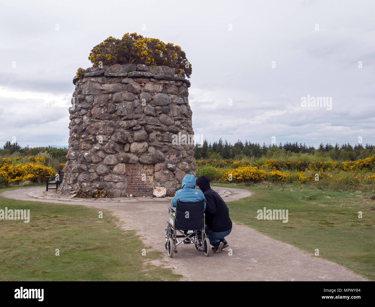 Memorial Cairn at Culloden Moor near Inverness, Scottish Highlands, site of the Battle of Culloden, 16 April 1746. Stock Photo