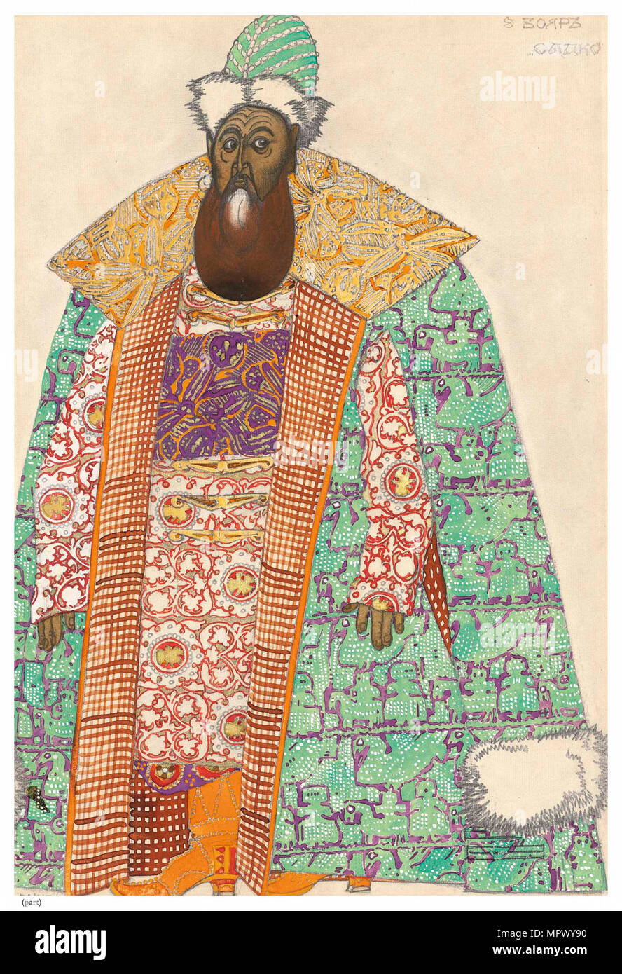 Boyar. Costume design for the opera Sadko by N. Rimsky-Korsakov, 1911. Stock Photo