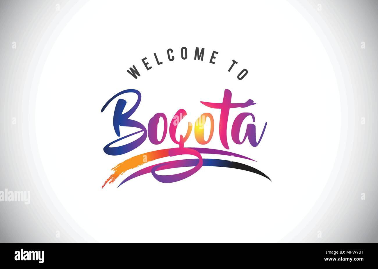 Bogotá Welcome To Message in Purple Vibrant Modern Colors Vector Illustration. Stock Vector