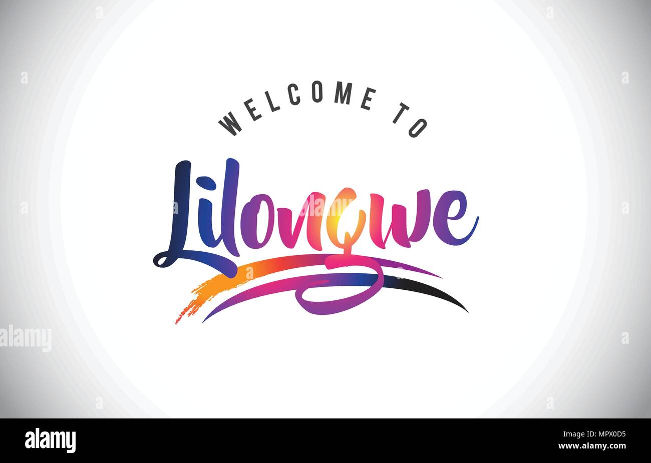 Lilongwe Welcome To Message in Purple Vibrant Modern Colors Vector Illustration. Stock Vector