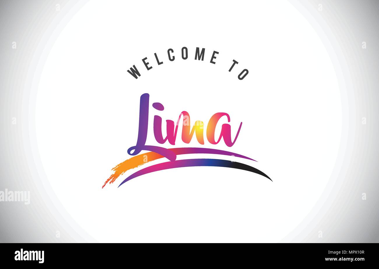 Lima Welcome To Message in Purple Vibrant Modern Colors Vector ...