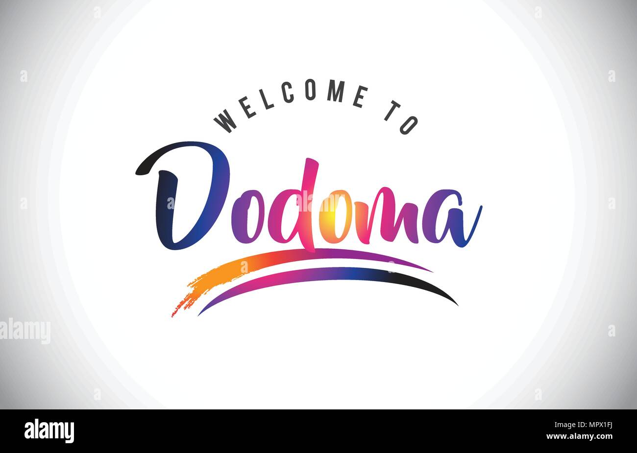 Dodoma Welcome To Message in Purple Vibrant Modern Colors Vector Illustration. Stock Vector