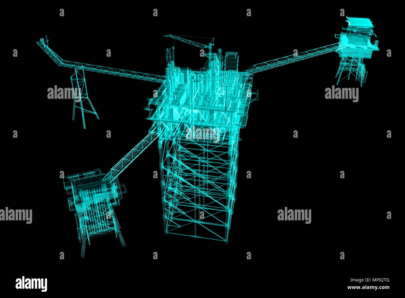 3D rendering , X- ray Oil rig constructtion plant Stock Photo - Alamy