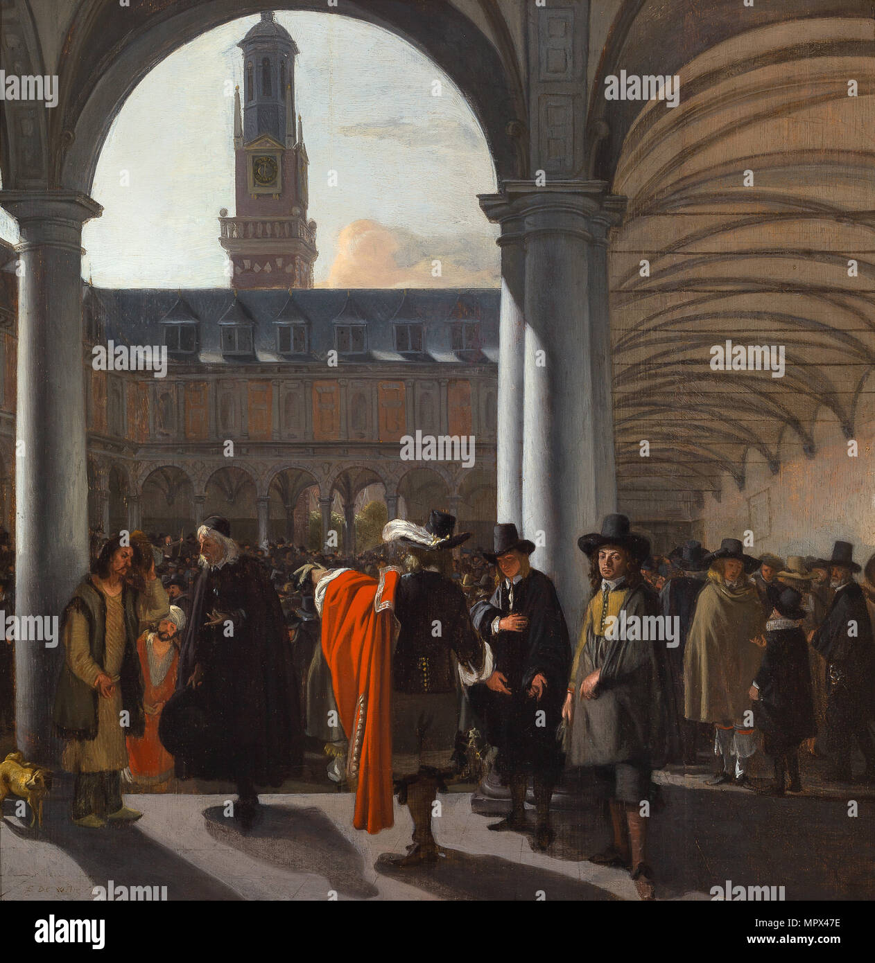 The Courtyard of the Beurs in Amsterdam, 1653. Stock Photo
