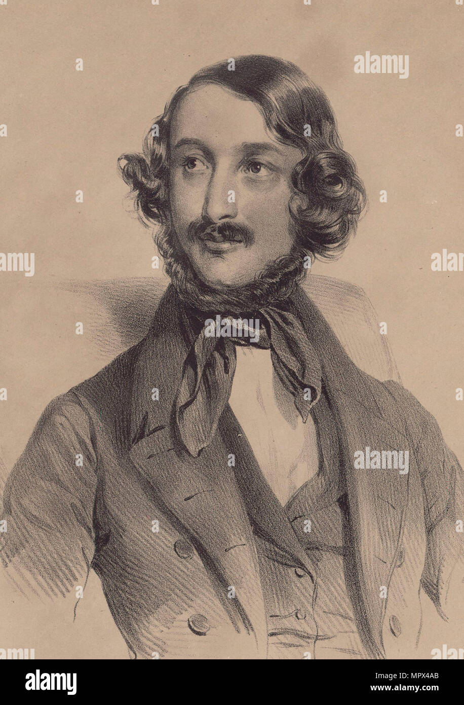 Portrait of the composer Heinrich Wilhelm Ernst (1814-1865), 1840. Stock Photo