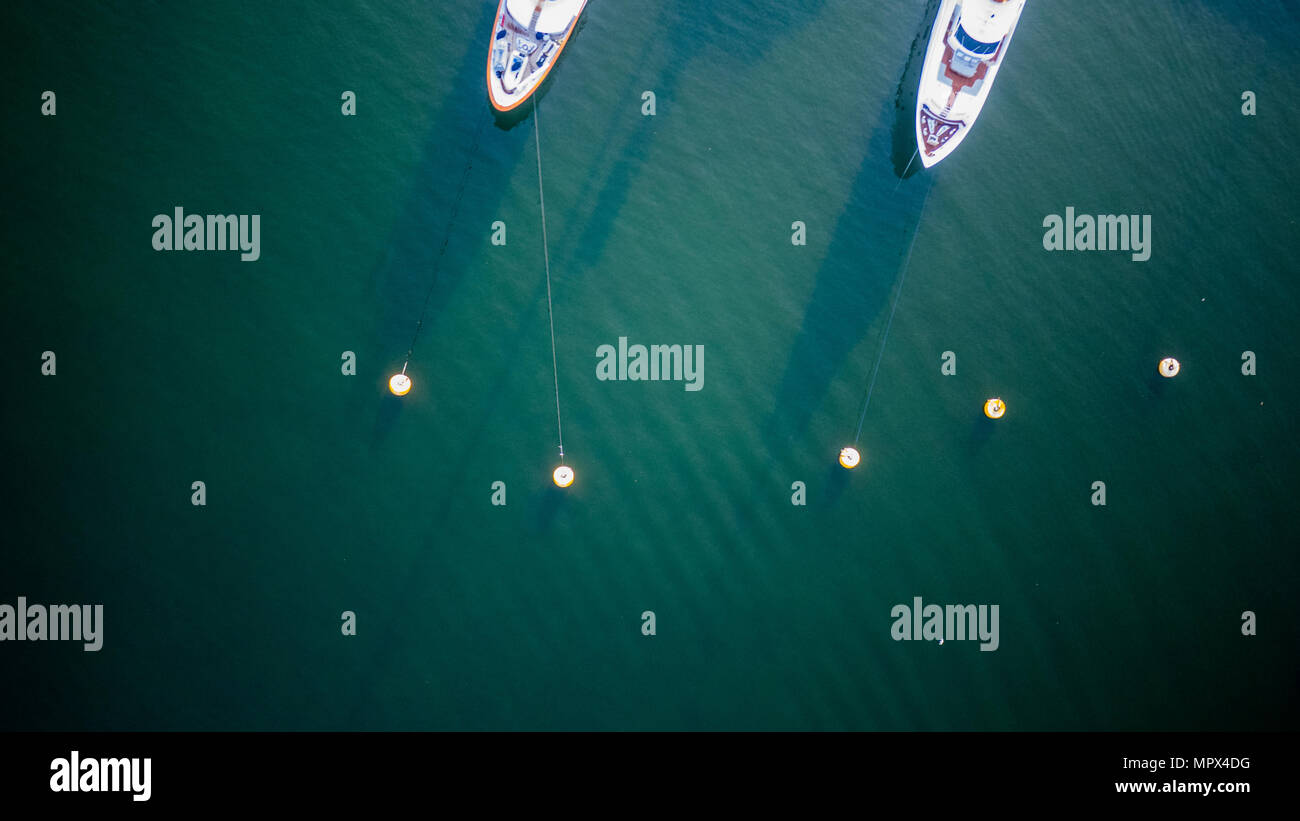 Aerial view of the viareggio's port in italy. Viareggio is the biggest producer of yacht, with producer such benetti ,perini, codecasa. Stock Photo